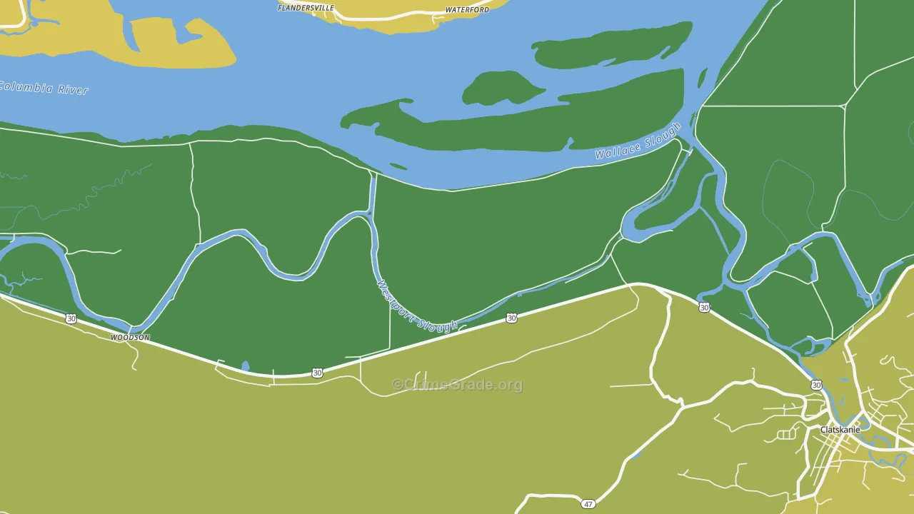 Marshland, OR Map of Robbery Rates