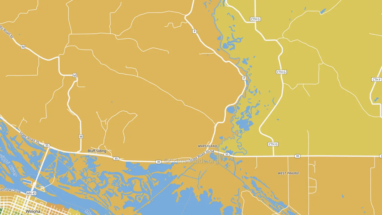 Marshland, WI Map of Robbery Rates