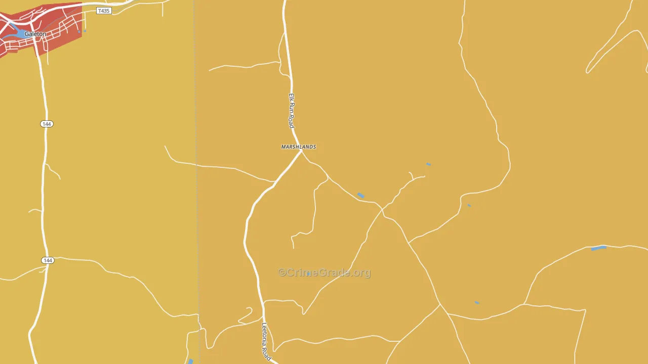 Marshlands, PA Map of Robbery Rates