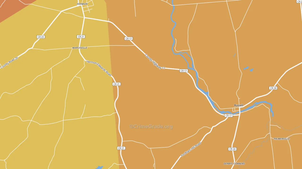Marshville, NY Map of Robbery Rates