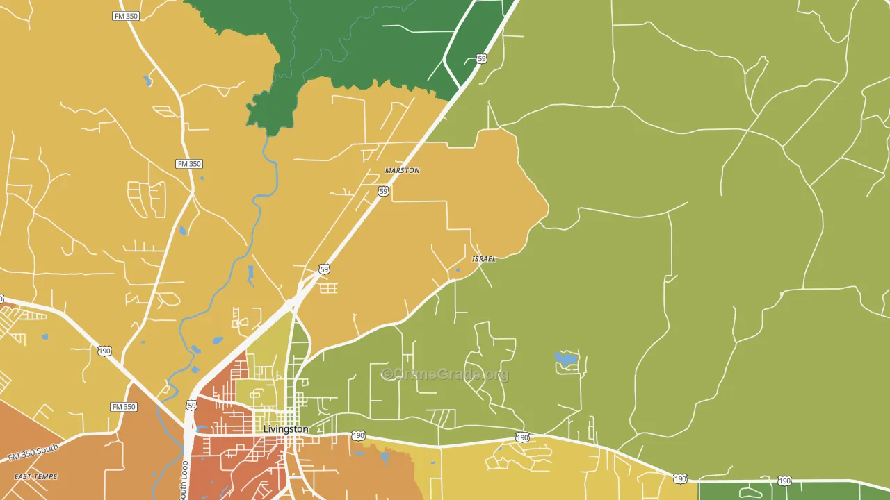 Marston, TX Map of Robbery Rates