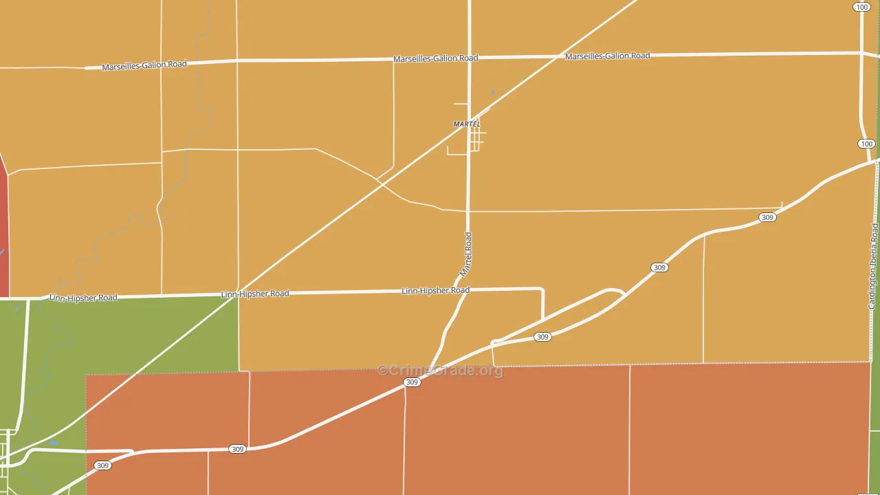 Martel, OH Map of Robbery Rates