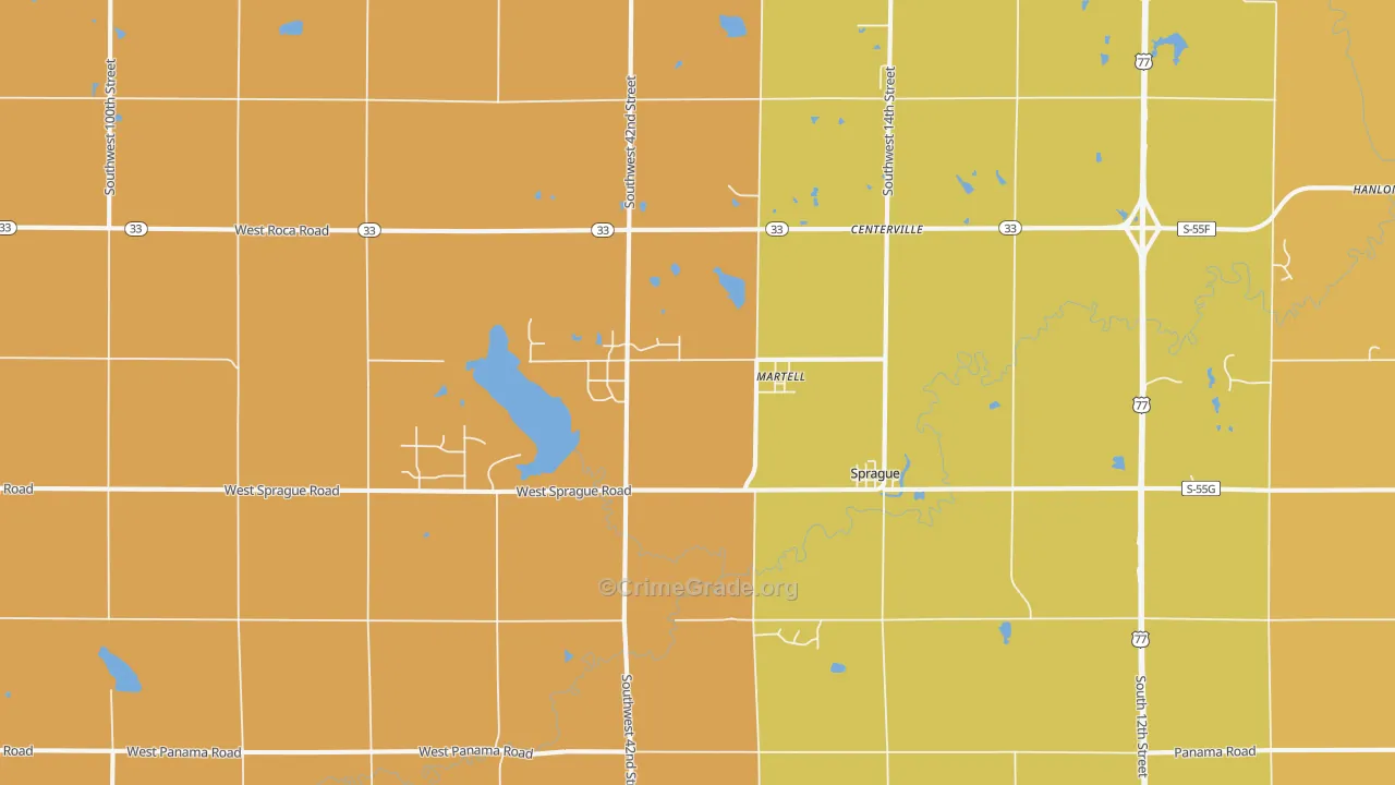 Martell, NE Map of Robbery Rates