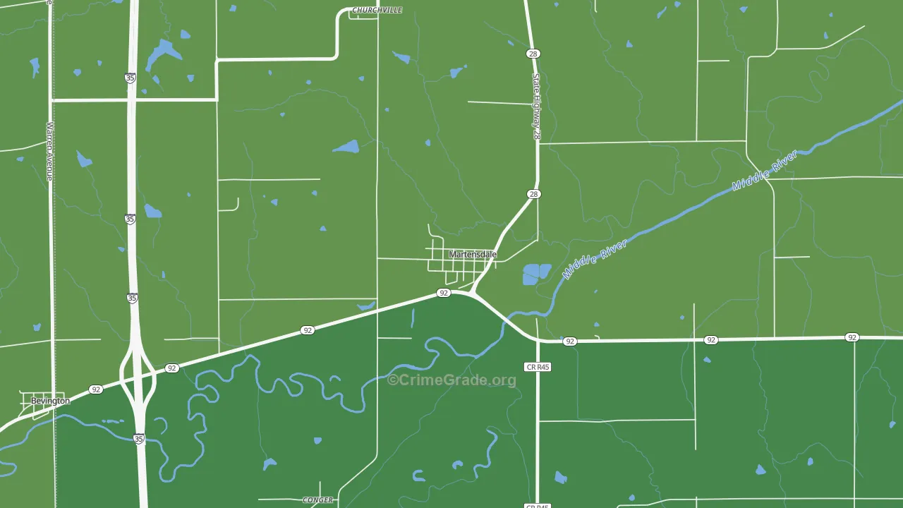 Martensdale, IA Map of Robbery Rates