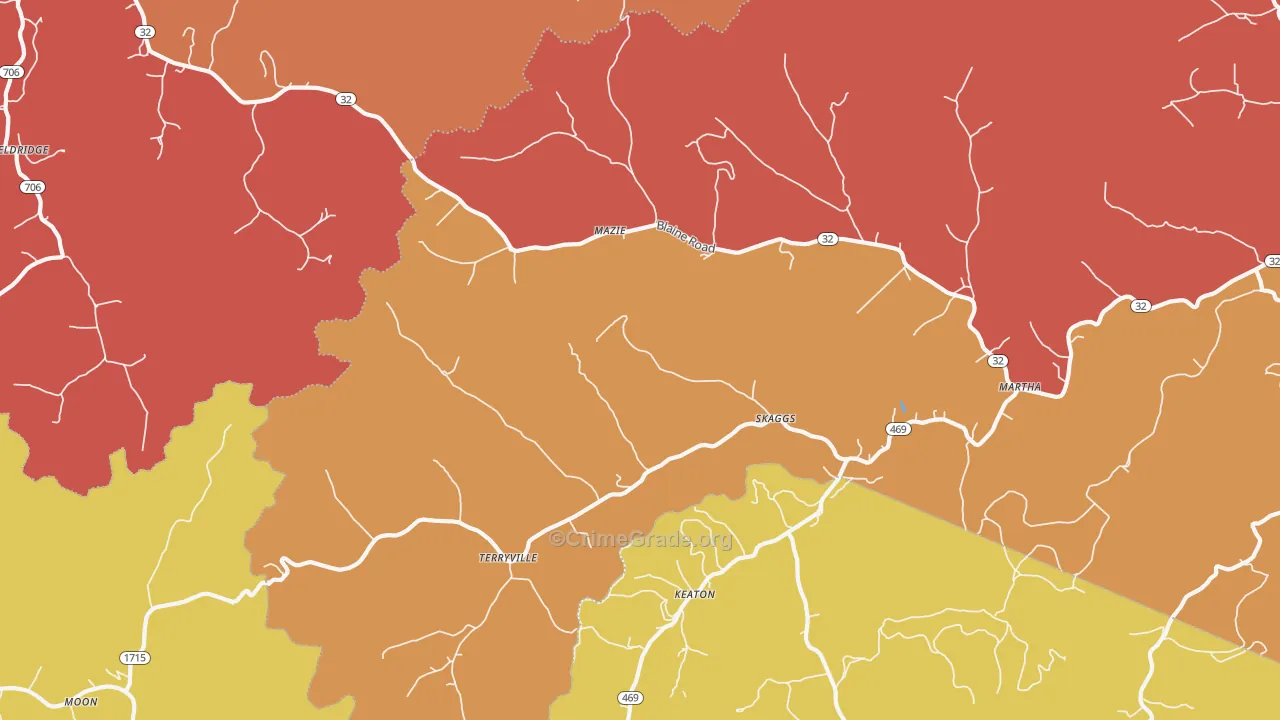 Martha, KY Map of Robbery Rates