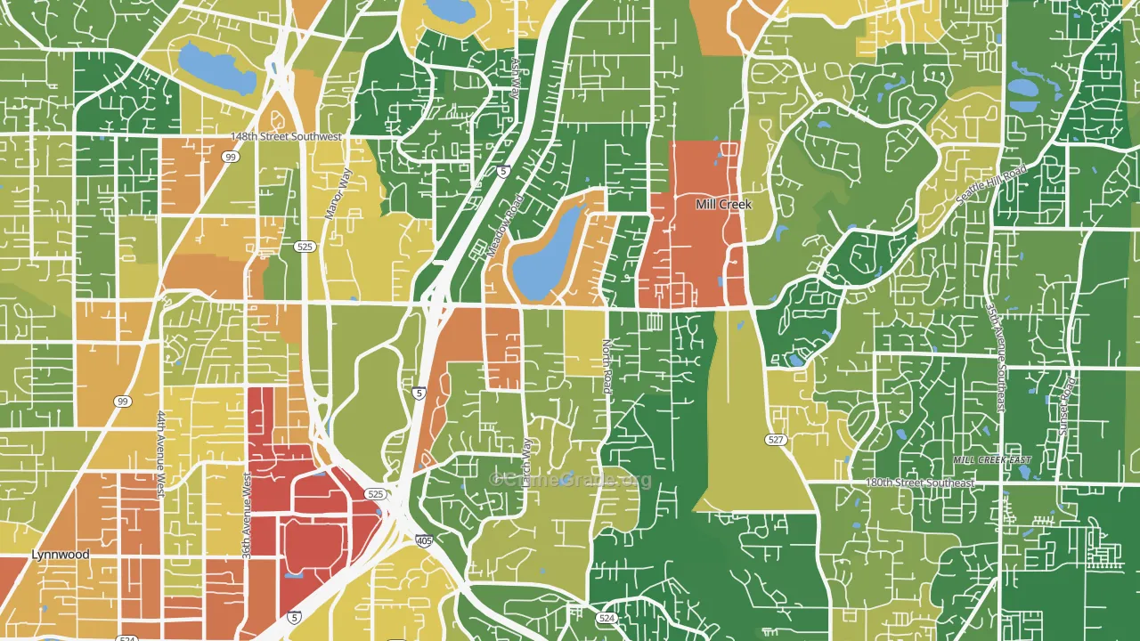 Martha Lake, Lynnwood, WA Map of Robbery Rates