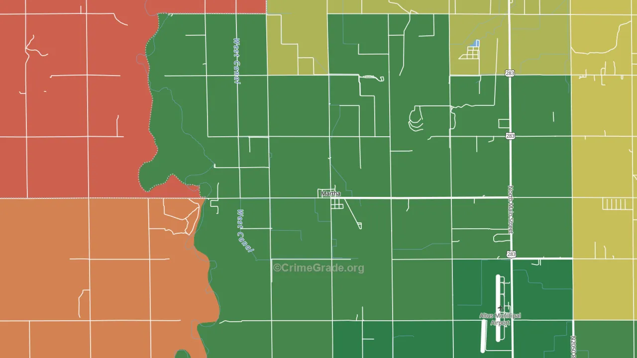 Martha, OK Map of Robbery Rates