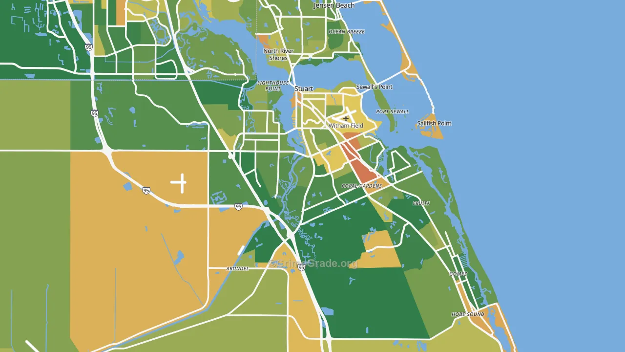 Martin County, FL Map of Robbery Rates