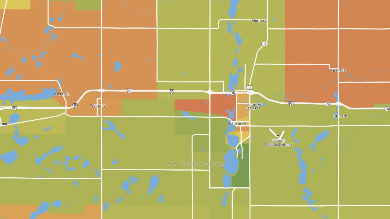 Martin County, MN Map of Robbery Rates