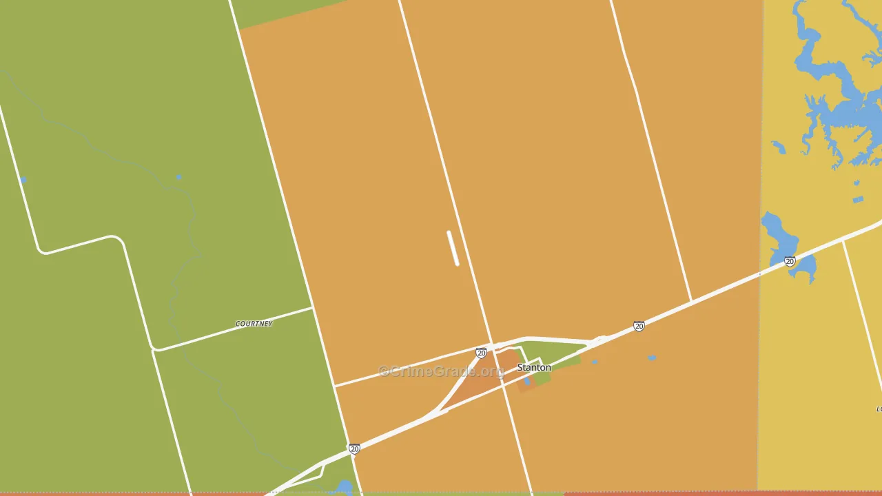 Martin County, TX Map of Robbery Rates