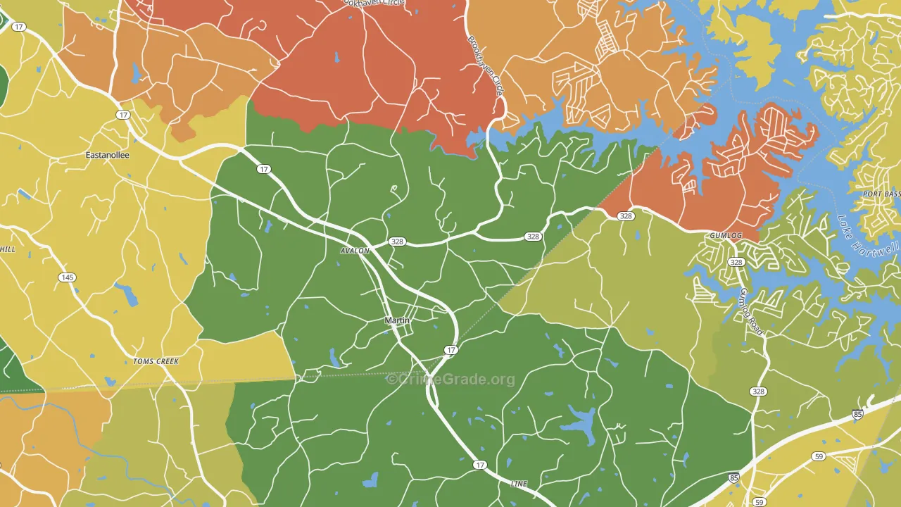Martin, GA Map of Robbery Rates