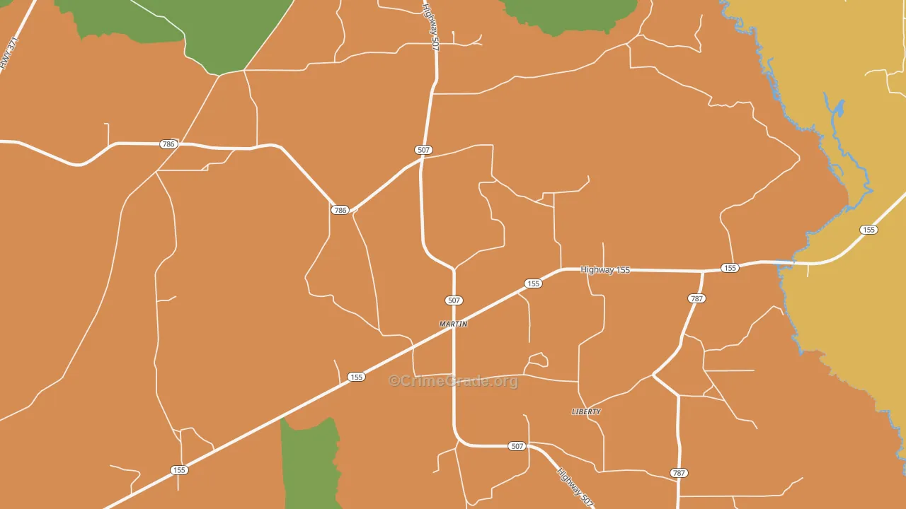 Martin, LA Map of Robbery Rates