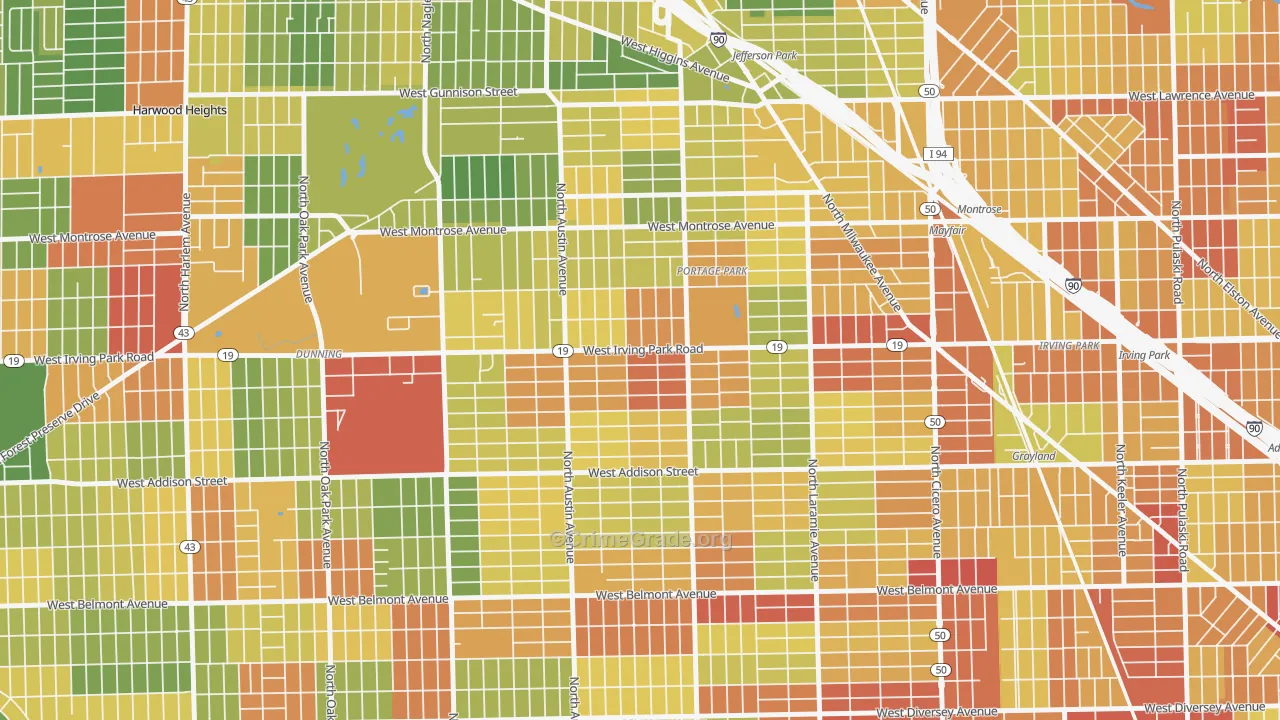 Martin Luther, Chicago, IL Map of Robbery Rates
