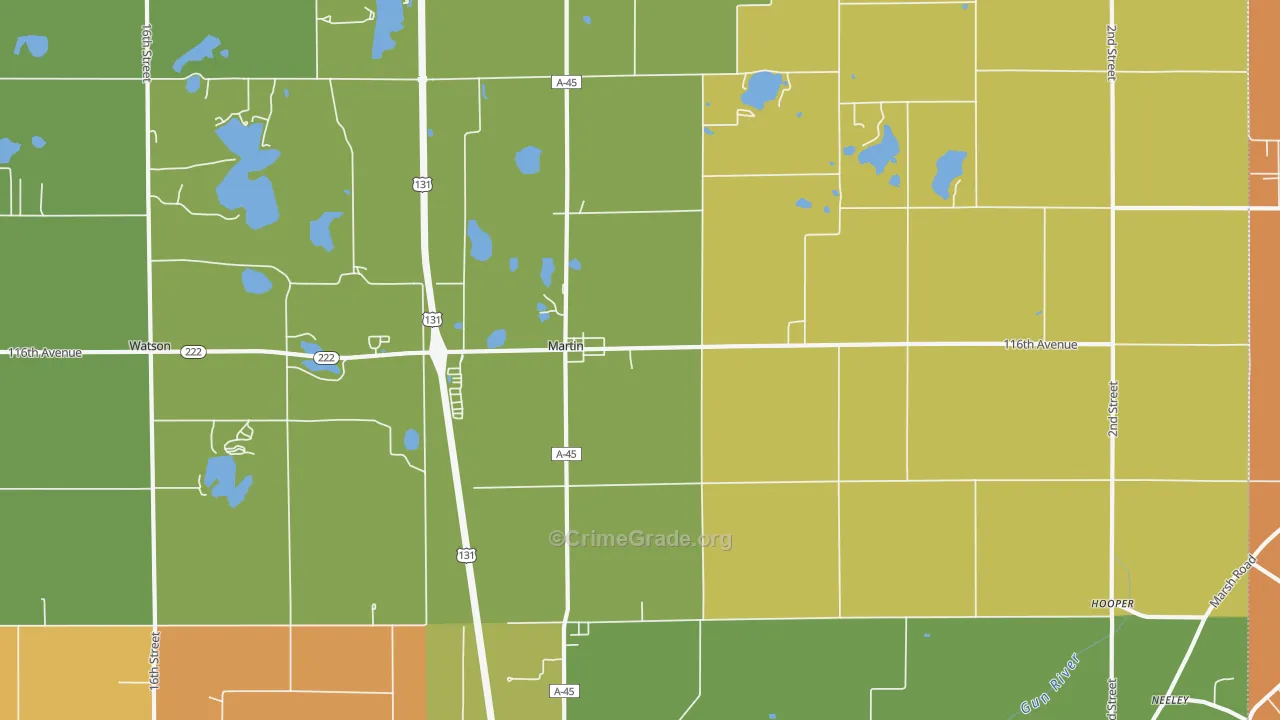 Martin, MI Map of Robbery Rates