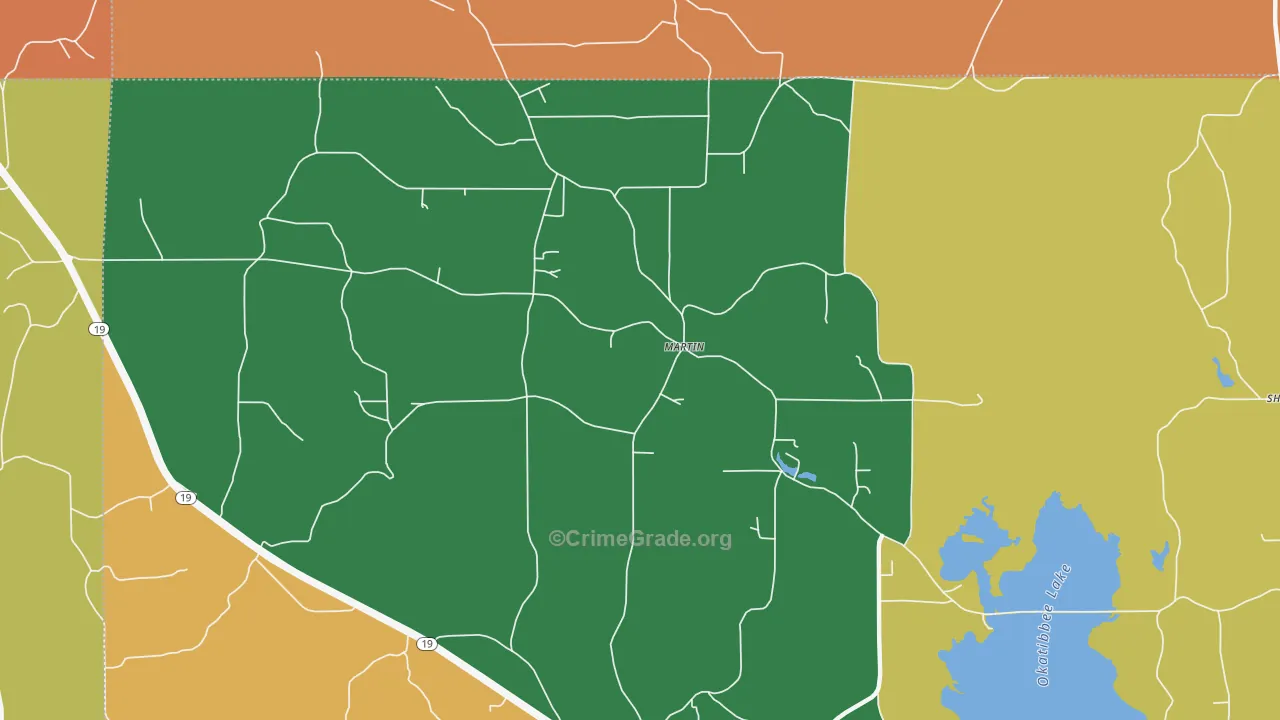 Martin, MS Map of Robbery Rates