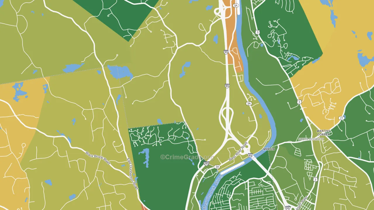 Martin, NH Map of Robbery Rates