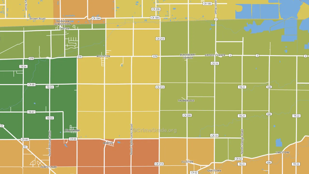 Martin, OH Map of Robbery Rates