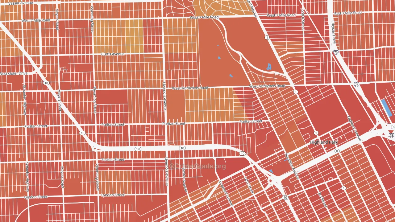 Martin Park, Detroit, MI Map of Robbery Rates