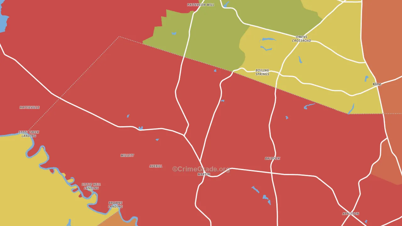 Martin, SC Map of Robbery Rates