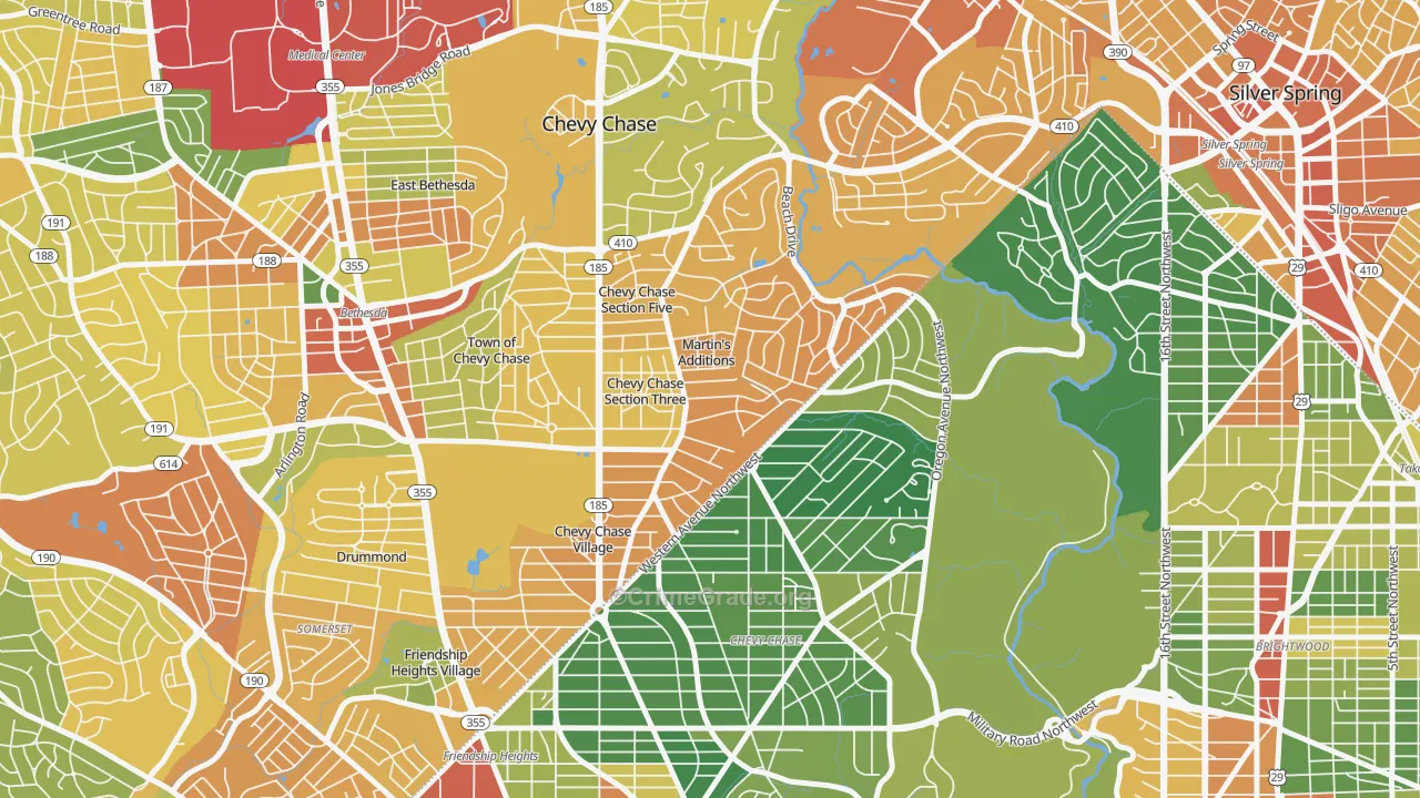 Martins Additions, MD Map of Robbery Rates