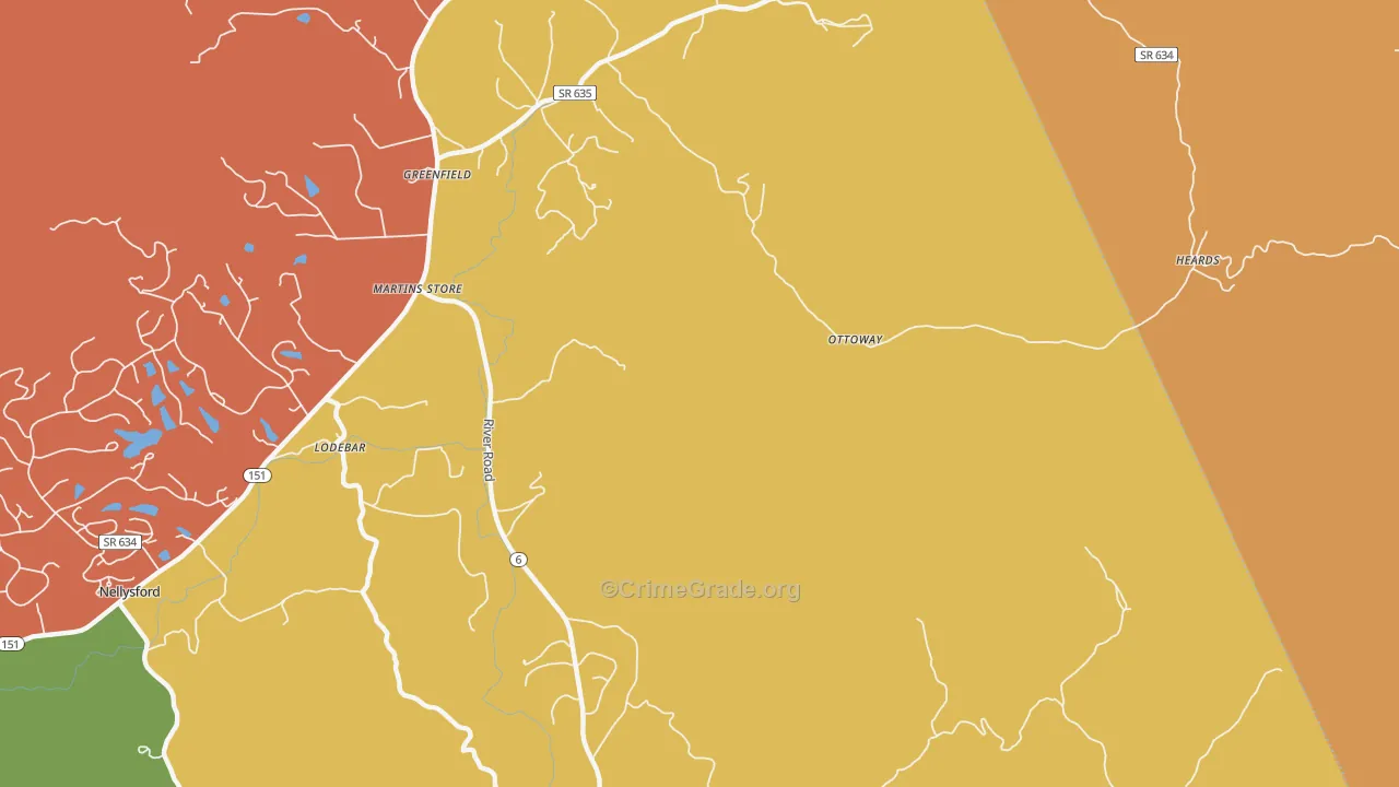 Martins Store, VA Map of Robbery Rates