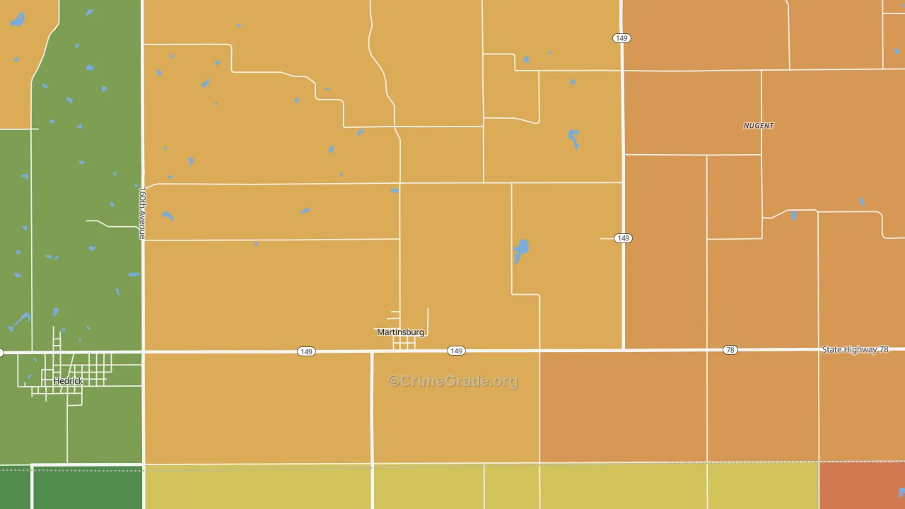 Martinsburg, IA Map of Robbery Rates