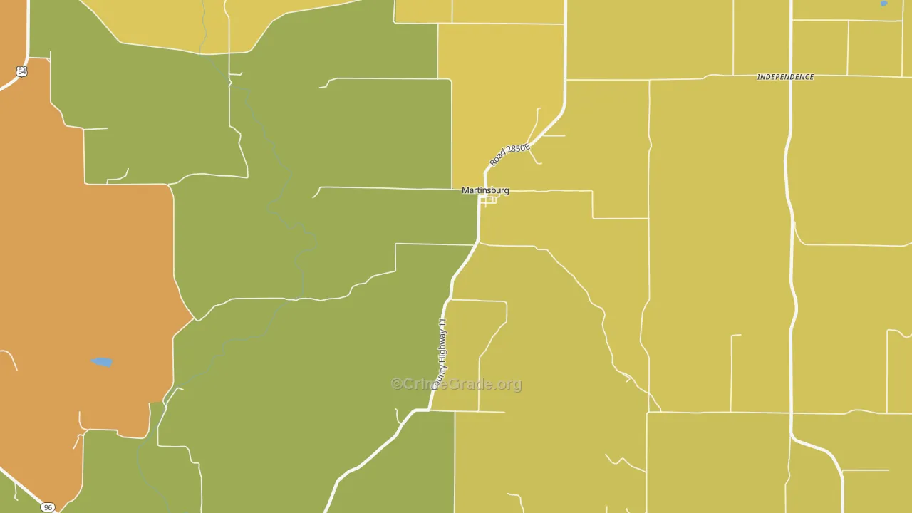 Martinsburg, IL Map of Robbery Rates