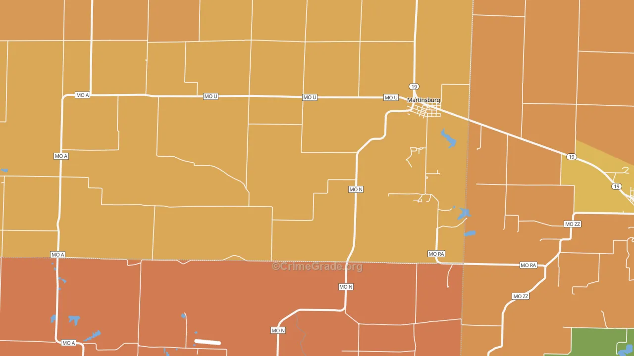 Martinsburg, MO Map of Robbery Rates