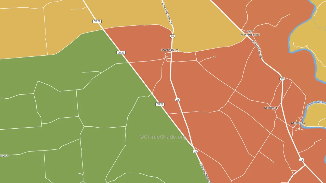 Martinsburg, NY Map of Robbery Rates