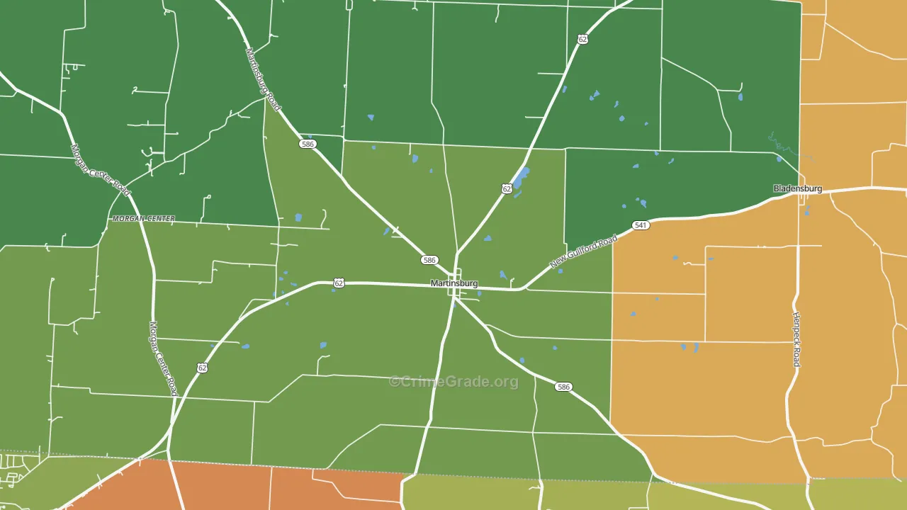 Martinsburg, OH Map of Robbery Rates