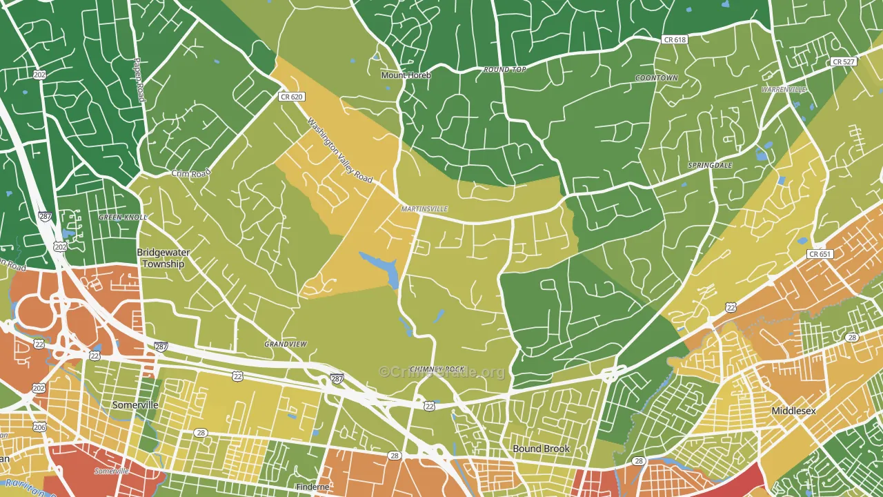 Martinsville, NJ Map of Robbery Rates