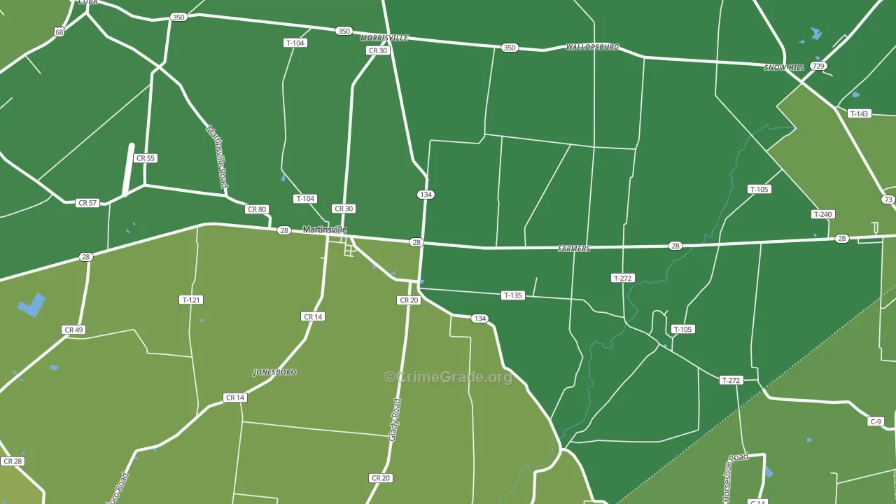 Martinsville, OH Map of Robbery Rates