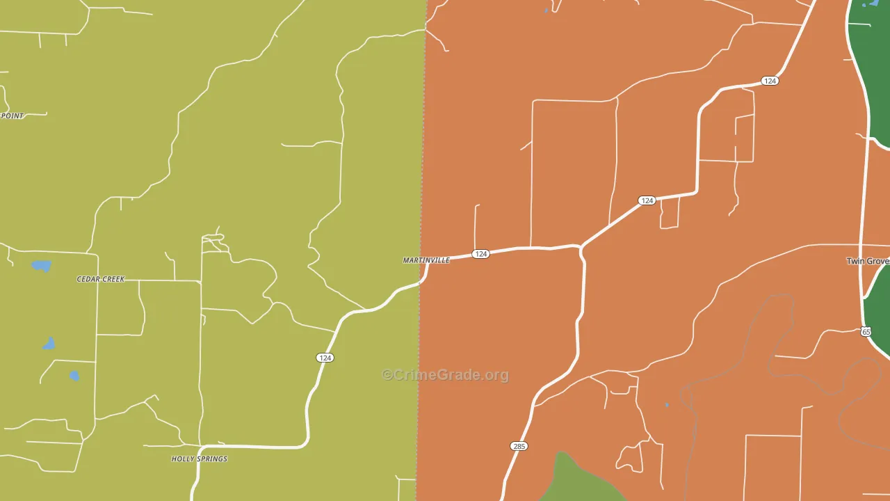 Martinville, AR Map of Robbery Rates