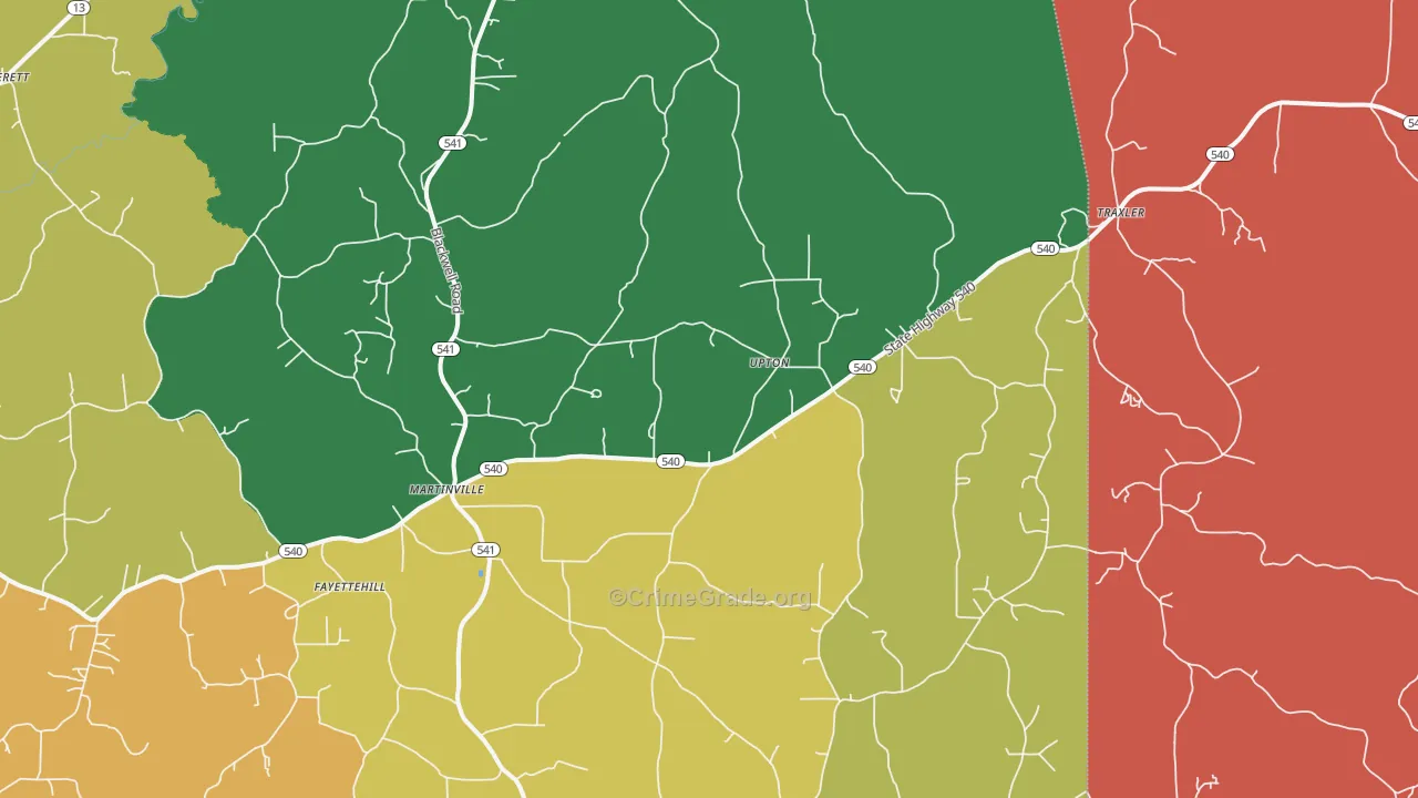 Martinville, MS Map of Robbery Rates