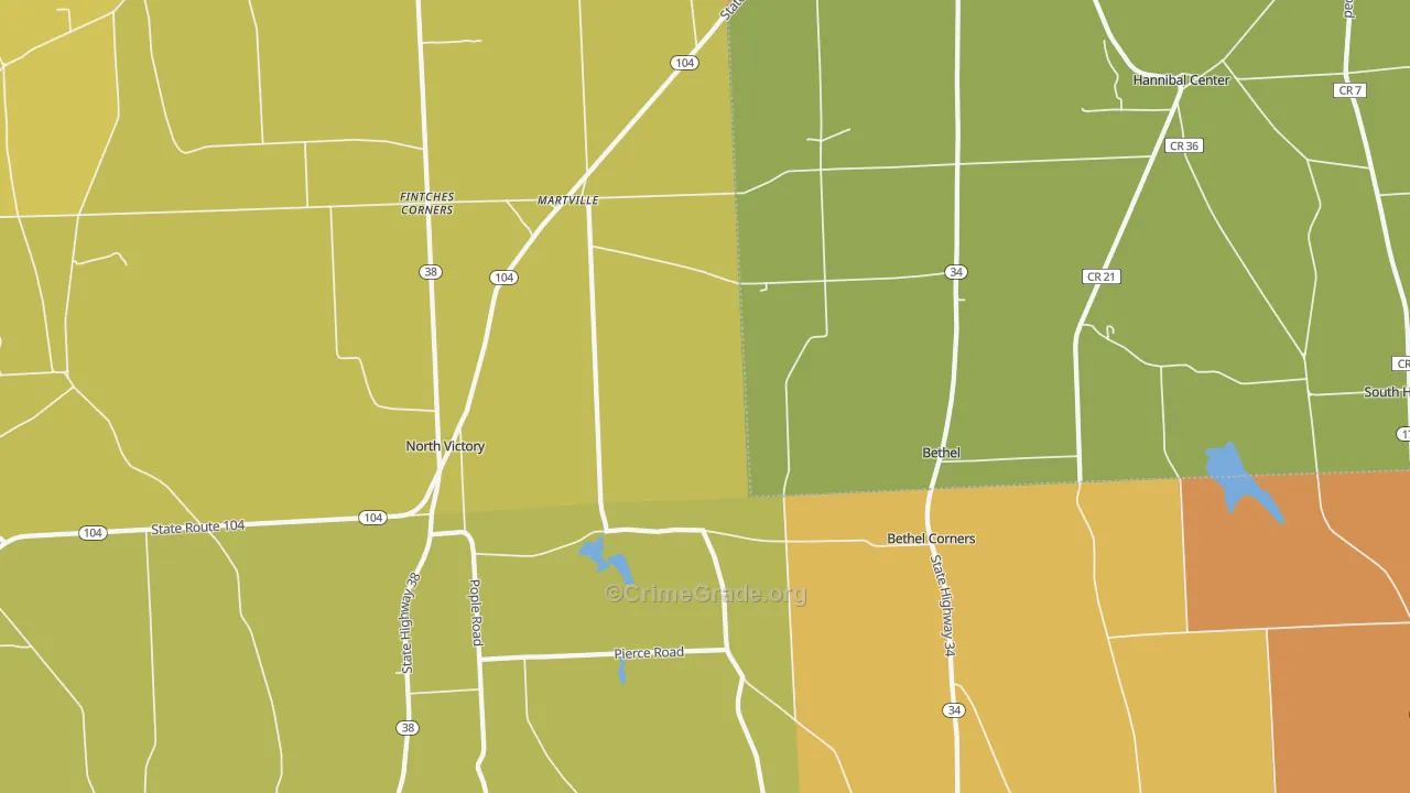 Martville, NY Map of Robbery Rates
