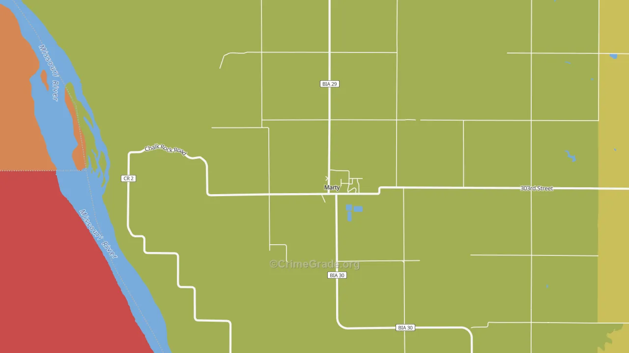 Marty, SD Map of Robbery Rates