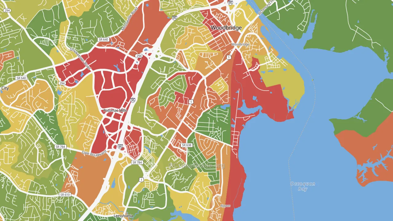 Marumsco, VA Map of Robbery Rates