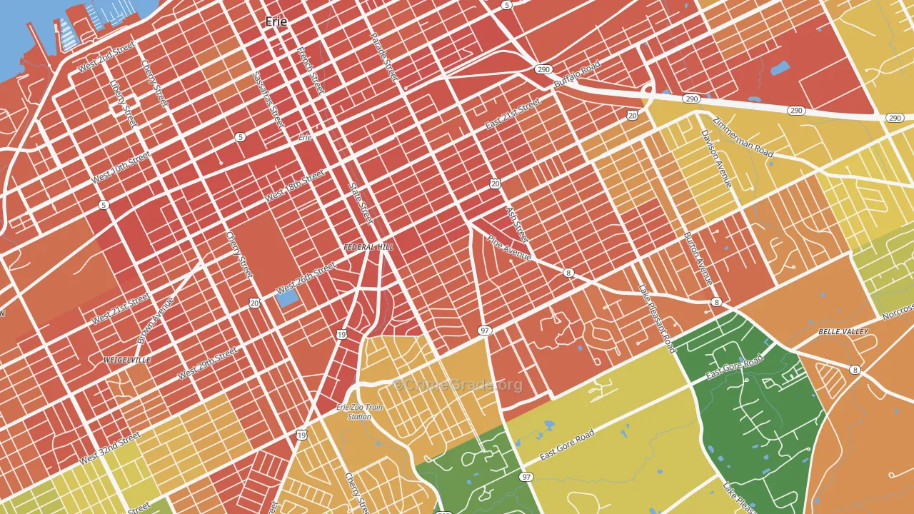 Marvintown, Erie, PA Map of Robbery Rates