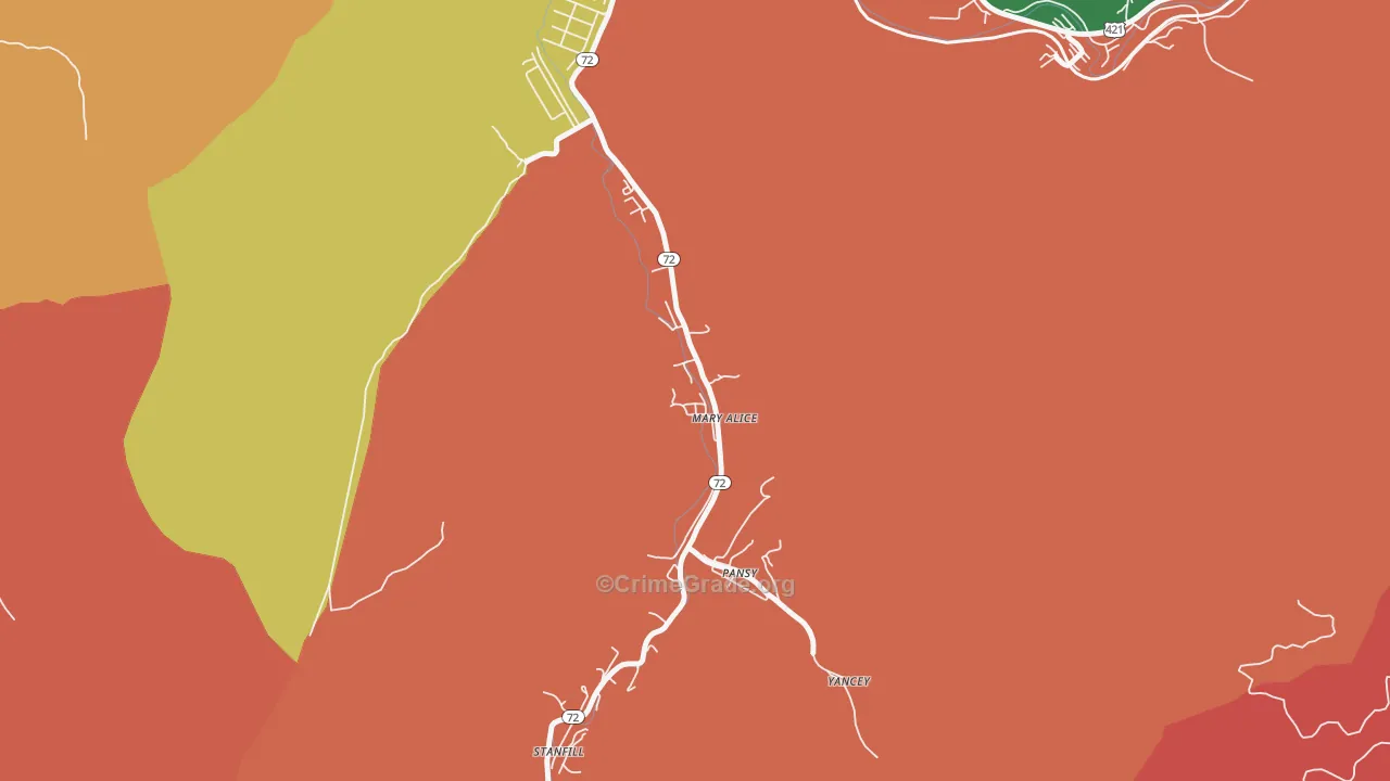 Mary Alice, KY Map of Robbery Rates