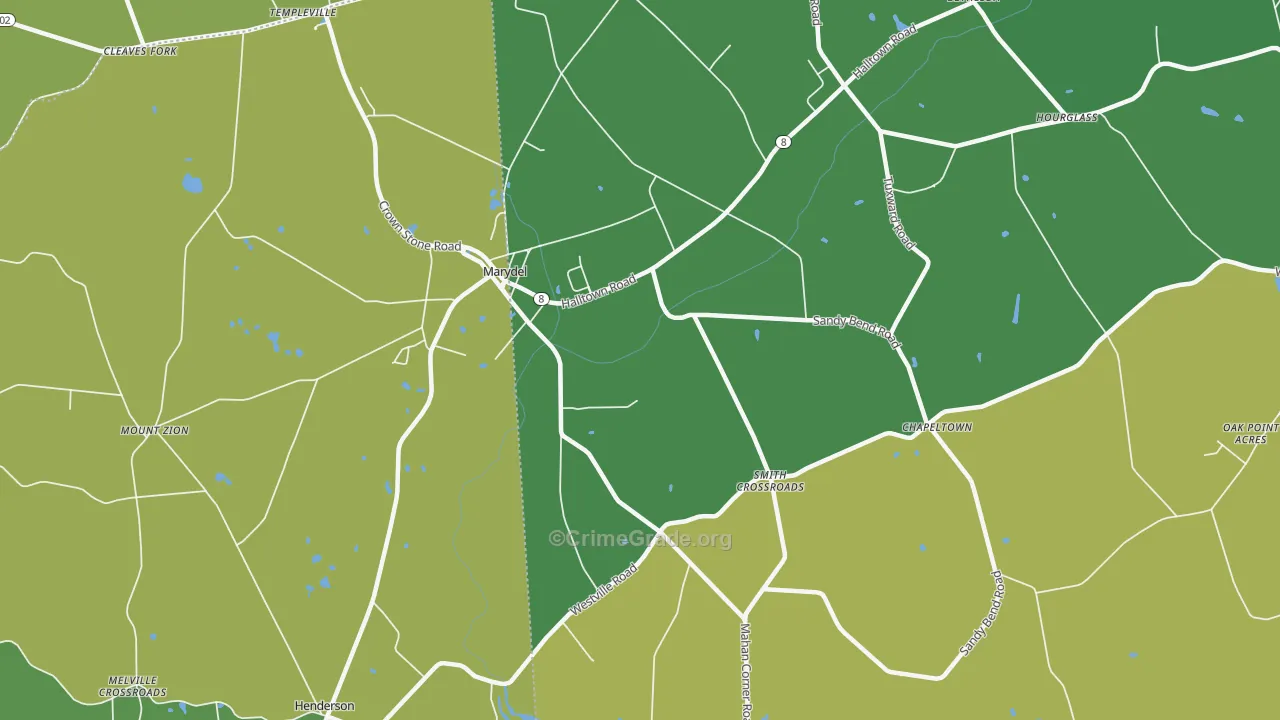 Marydel, DE Map of Robbery Rates