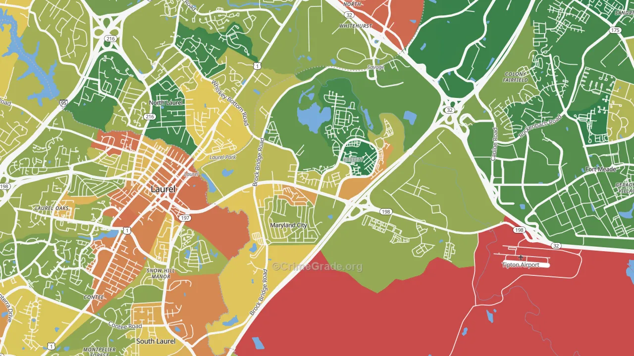 Maryland City, MD Map of Robbery Rates