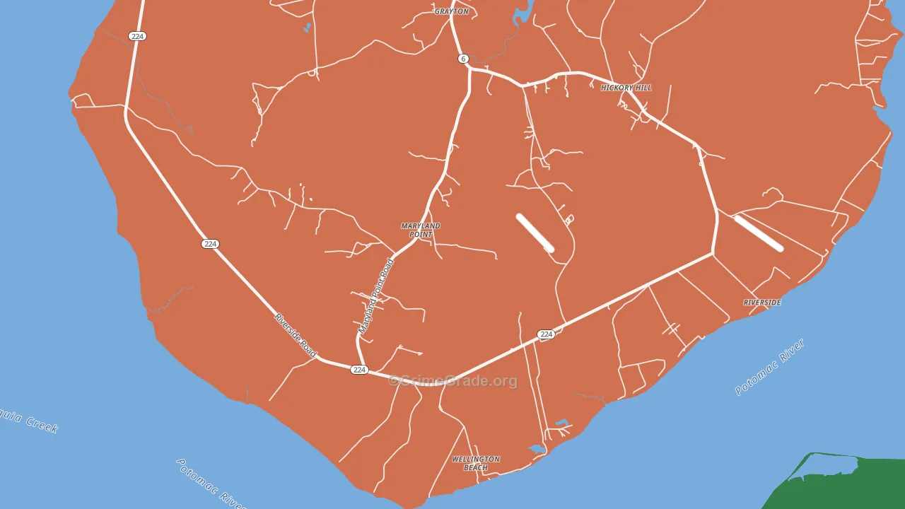 Maryland Point, MD Map of Robbery Rates