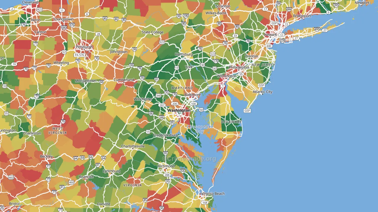 Maryland Map of Robbery Rates