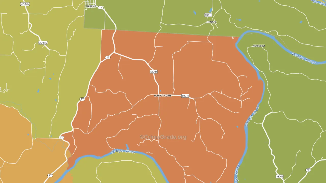 Marys Home, MO Map of Robbery Rates