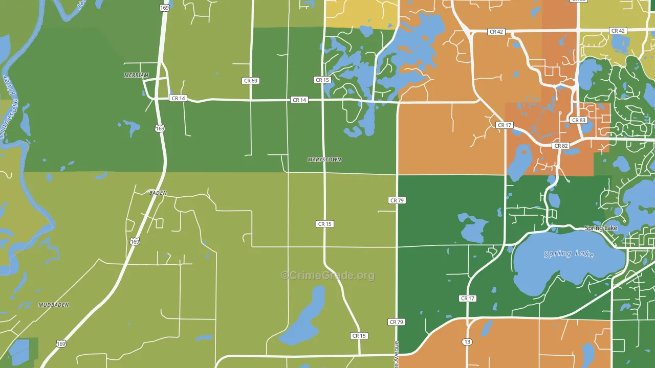 Marystown, MN Map of Robbery Rates