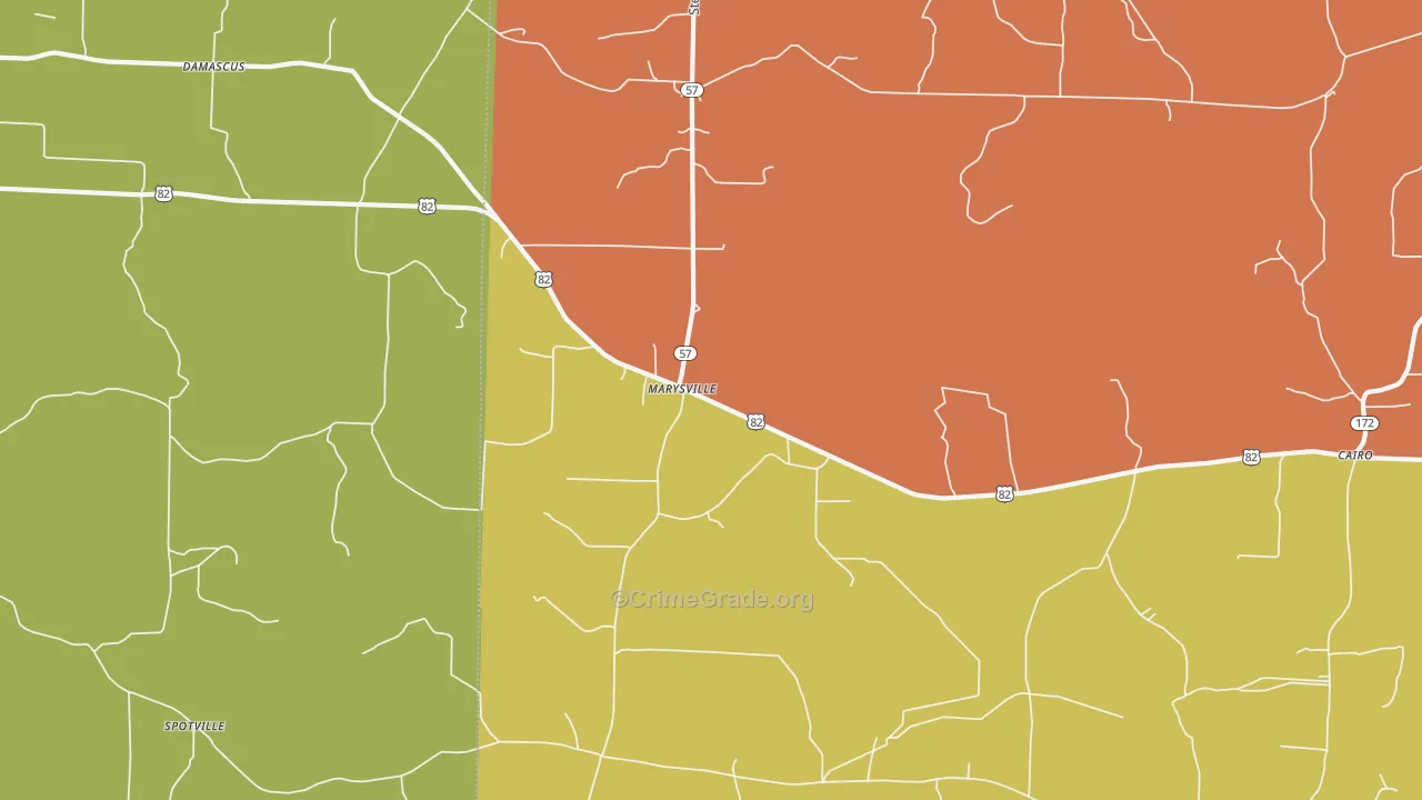 Marysville, AR Map of Robbery Rates