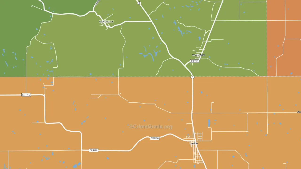 Marysville, IA Map of Robbery Rates