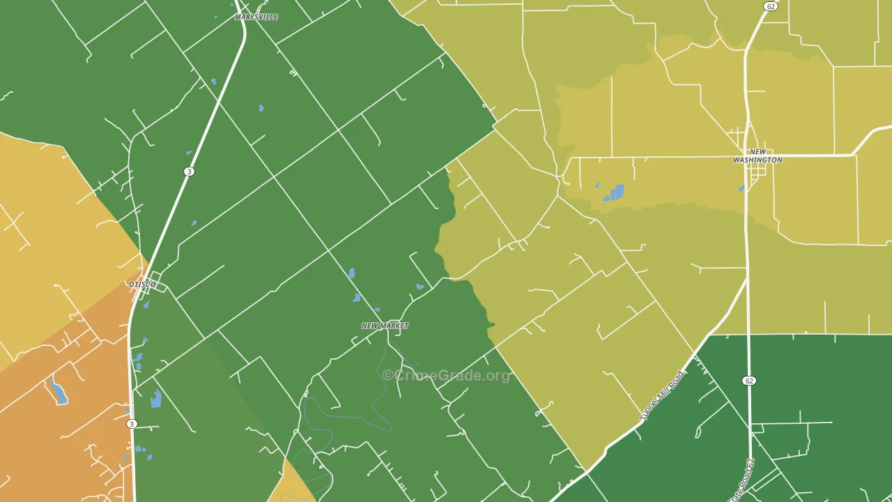 Marysville, IN Map of Robbery Rates