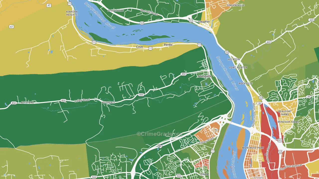 Marysville, PA Map of Robbery Rates