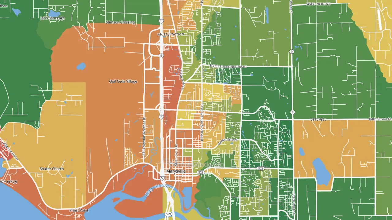 Marysville, WA Map of Robbery Rates
